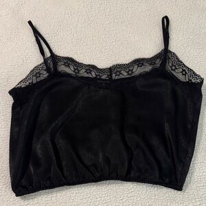 Black Lace Trim Tank Top